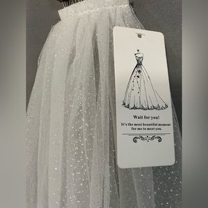 White wedding veil with silver sparkle Waist length